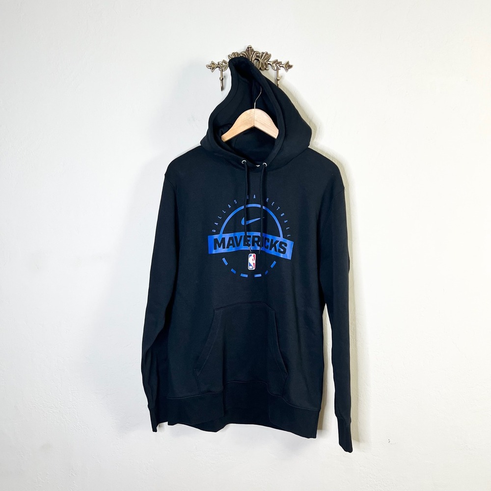 Dallas Mavericks Nike Hoodie NBA Mens Size Large Black Blue Logo Pullover NEW